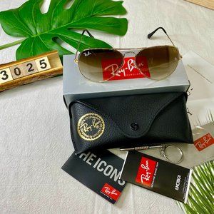 NWT RB3025 Progressive Khaki Aviators Sunglasses 58mm